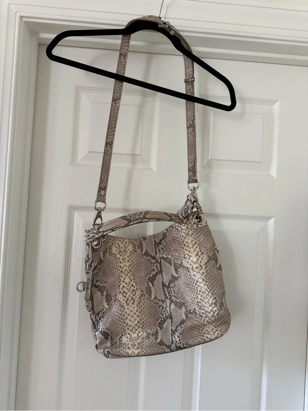 Cole Haan Snake-Print Crossbody Bag - Taupe